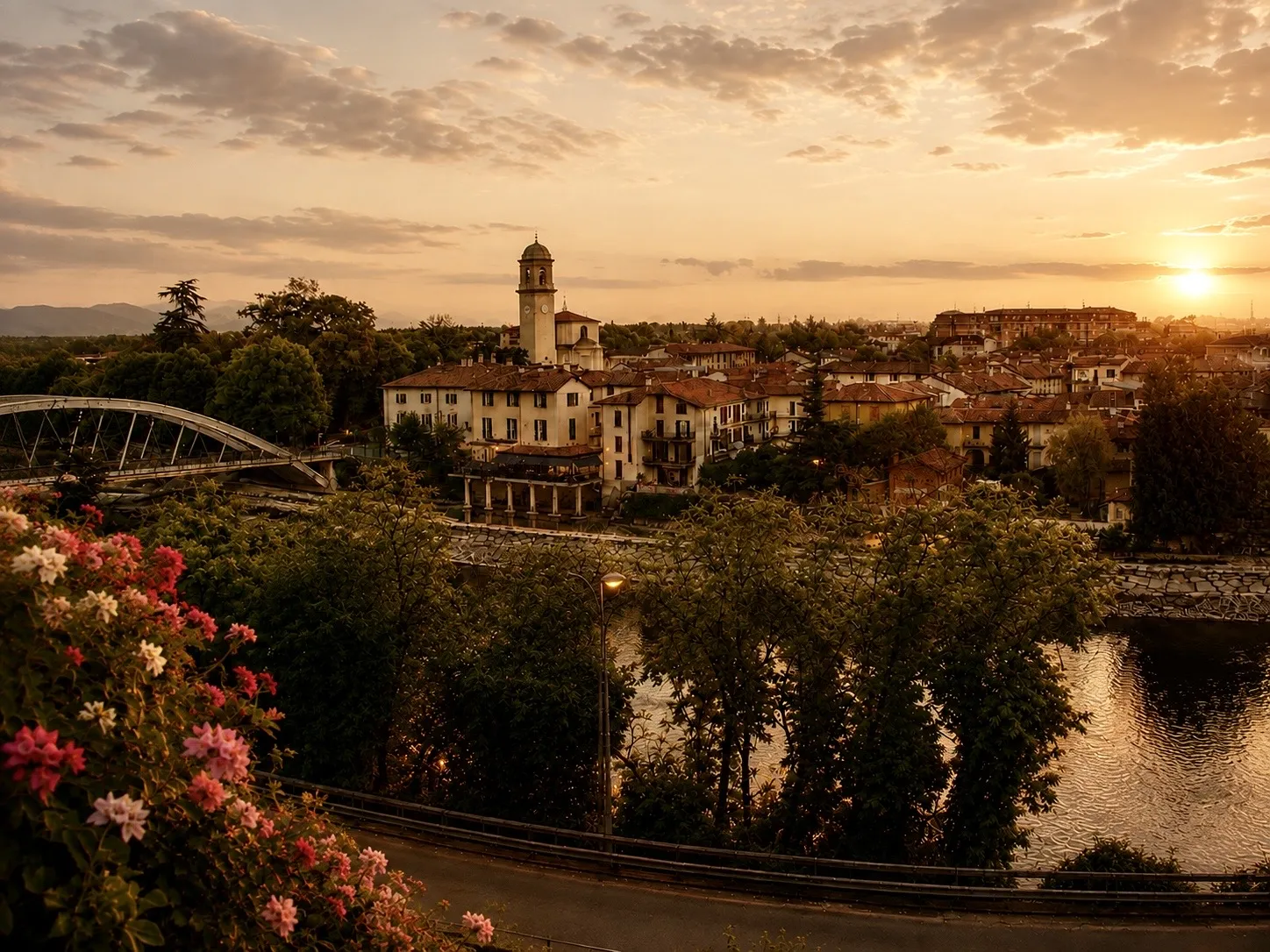 Il borgo di Canonica d'Adda al tramonto